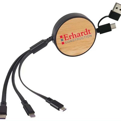 Bamboo Retractable 5-in-1 Charging Cable
